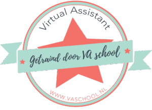 Afbeelding badge gecertificeerd Virtual Assistant getraind door VA School